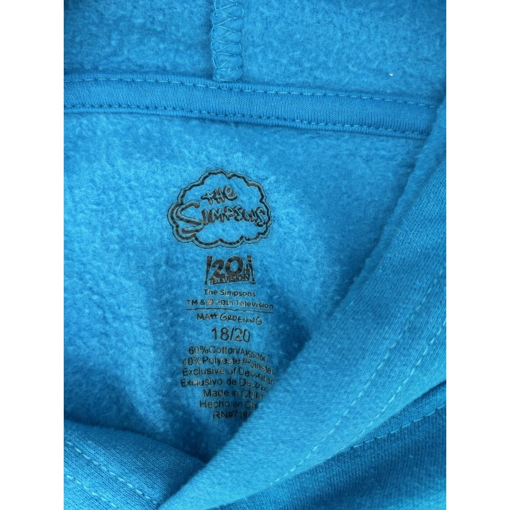 The Simpsons Bart Simpson Boys or Girls Blue Pullover Hoodie Size 18/20 Fleece - Picture 7 of 8
